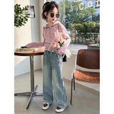 批发<b class='q'>女</b><b class='q'>童</b>长袖t恤秋装2026新款洋气中大儿童时髦春秋款休闲连帽卫衣潮