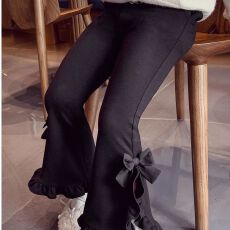 批发女童喇叭裤春秋款2026新款儿童春装裤子女孩微喇裤春季套装黑色潮