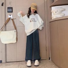 批发<b class='q'>女</b>童<b class='q'>春秋款</b>套头<b class='q'>卫衣</b>翻领洋气大童春季polo衫长袖儿童秋装宽松上衣