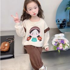 批发<b class='q'>女</b>童<b class='q'>卫衣</b><b class='q'>套装</b>春秋2026新款儿童洋气时髦卡通秋装休闲卫裤秋季童装