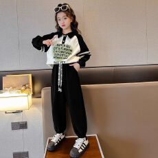 女童运动服套装秋冬季2026新款中大儿童网红polo衫卫衣休闲两件套