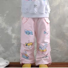 批发【锦棉皱】<b class='q'>女</b><b class='q'>童</b>春秋韩系卡通涂鸦休闲2026儿童洋气束脚<b class='q'>百搭</b>工装裤