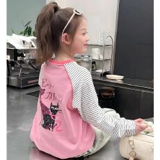 批发【26支<b class='q'>纯棉</b>】儿童宽松童装洋气长袖t恤女童<b class='q'>打底衫</b>2026春装新上款