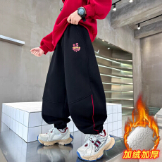 批发男童加绒加厚休闲裤2026年新款国<b class='q'>潮</b>马年年<b class='q'>服</b>运中大童束脚运动长裤