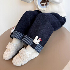 批发女童加绒加厚裤子<b class='q'>冬</b>装女宝宝2026新款休闲保暖儿童超好看直筒裤女