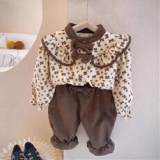 批发女童2026<b class='q'>秋</b>季套装新款女宝宝碎花洋气上衣儿童时髦<b class='q'>秋</b>装女童两件套