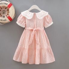 批发【原版面料】女童格子连衣裙<b class='q'>夏</b>装款儿童公主裙子洋气甜美清凉款薄