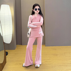 批发女<b class='q'>童</b><b class='q'>2026</b><b class='q'>新</b>款春秋季韩版时尚休闲运动设计感蝴蝶结裙裤套装新品潮