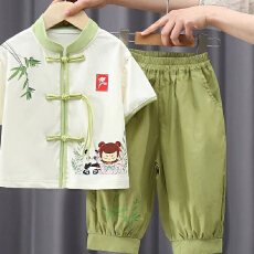 批发2026年新款新儿童汉服夏季套装男款时尚唐装国风气质宝宝周岁礼服