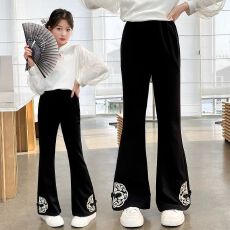 批发新中式国风女童裤子2026年春夏新款女孩国潮休闲<b class='q'>儿童</b>中大童喇叭裤
