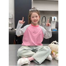 批发儿童宽松大童装动物图案洋气长袖t恤女童2026年春季新款打底上衣