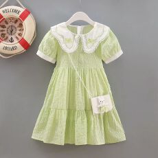 批发2026年夏季女童格子<b class='q'>连衣裙</b>夏装新款<b class='q'>儿童</b>公主裙子洋气甜美清凉款薄