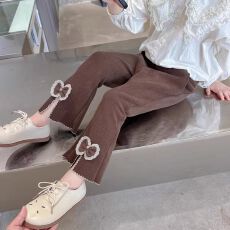 批发女童裤子2026年秋<b class='q'>冬</b>季新款洋气女宝宝时髦设计感秋<b class='q'>冬</b>装儿童喇叭裤