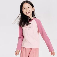 批发2026年新款女童中大童长袖插肩袖儿童两色t恤<b class='q'>春</b>秋装长袖打底上衣