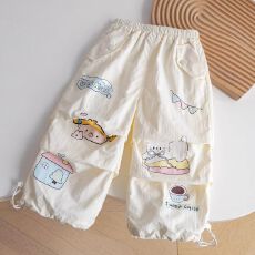 女小童韩系卡通休闲裤2026春装新款女宝宝洋气束脚百搭港风工装裤