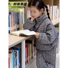 批发潮流女大童秋冬套装2026新款洋气时髦碎花加绒休闲运动居家服睡衣