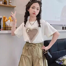 批发<b class='q'>女</b><b class='q'>童</b>夏装短袖套装2026新款女孩洋气时髦棉t恤儿童夏季短裤两件套