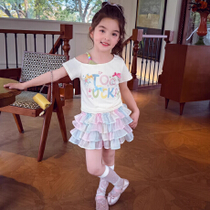 批发米米哈罗<b class='q'>女</b><b class='q'>童</b><b class='q'>短袖</b><b class='q'>t</b><b class='q'>恤</b>2026新款夏季小<b class='q'>女</b>孩不规则露肩上衣儿<b class='q'>童</b>打底