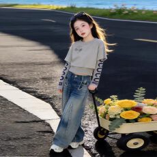 批发【40支酷丝爽棉1*1螺纹】2026春秋季新款洋气打底女童假两件上衣