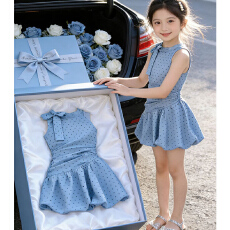 批发【40支酷丝爽棉螺纹1*1】女童夏季2026新款收腰气质花苞连衣短裙