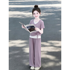 批发【莱雅1*1随心裁】女童夏装2026新款休闲两件套独特漂亮大童套装