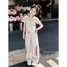 批发【曼巴棉】<b class='q'>女童</b>套<b class='q'>装</b>2026夏季新款洋气儿童时髦休闲短袖运动两件套