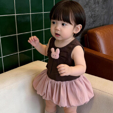 批发【40支酷丝爽棉螺纹1*1 】女童2026夏季新款连衣裙可爱无袖公主裙
