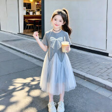 批发【紧赛仿人棉空气层210g】女<b class='q'>童</b><b class='q'>连衣裙</b>2026新款夏<b class='q'>中大</b><b class='q'>童</b>短袖公主裙