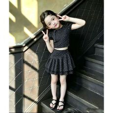 批发【酷丝爽棉螺纹】<b class='q'>女童</b><b class='q'>两</b>件套2026夏季新款小童上衣搭配<b class='q'>半身裙</b>套装