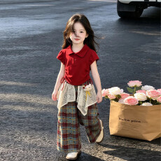 批发【酷丝爽棉螺纹】女<b class='q'>童</b><b class='q'>夏</b>套装<b class='q'>新款</b>洋气休闲短袖屁帘裤<b class='q'>中大</b><b class='q'>童</b>两件套