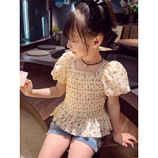 批发<b class='q'>女</b><b class='q'>童</b>泡泡袖公主上衣女孩2026夏季新款洋气儿童<b class='q'>韩版</b>时尚碎花娃娃衫