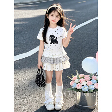 批发【40支酷丝爽棉】<b class='q'>女</b><b class='q'>童</b>2026夏新款儿童韩系裙子女孩大童学院风套装