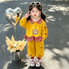 批发曼巴棉<b class='q'>女</b><b class='q'>童</b>春秋季星星人26新款儿童卫衣套装时髦洋气两件套装
