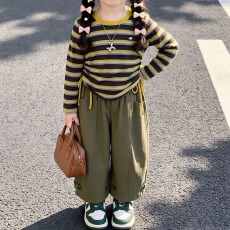 批发【针织条 新港棉】<b class='q'>女</b>童2<b class='q'>6</b>韩<b class='q'>系</b>新款秋装儿童<b class='q'>宝宝</b>条纹酷风秋季<b class='q'>套装</b>