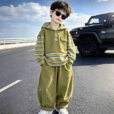 批发曼巴棉  男<b class='q'>女</b>宝秋季时髦<b class='q'>套装</b>2026新款儿童假两件长袖卫衣裤两件套