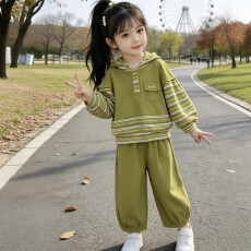 批发曼巴棉  男<b class='q'>女</b>宝秋季时髦<b class='q'>套装</b>2026新款儿童假两件长袖卫衣裤两件套
