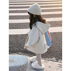 批发日韩双顺  26秋冬新款女童可爱兔子双面毛呢大衣宝宝加厚毛呢外套