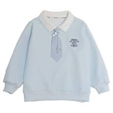 批发涤鱼鳞 26新款女童学院风卫衣翻领领带甜美小学生中大童宽松上衣