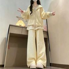 批发曼巴棉 女童秋款套装26新款中大童初中生时尚外穿外套裤子两件套