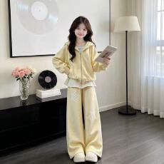 批发曼巴棉 <b class='q'>女</b><b class='q'>童</b>秋款<b class='q'>套装</b>26新款中大童初中生时尚外穿外套裤子两件套