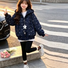 批发曼巴棉 女童韩版外套26秋新款<b class='q'>儿童</b>洋气休闲上衣秋装女孩连帽卫衣