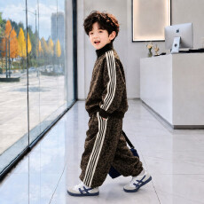 批发曼巴棉 豹纹套装26秋季新款洋气时髦衣服<b class='q'>儿童</b>运动外套休闲两件套