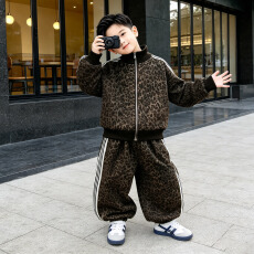 批发曼巴棉 豹纹套装26秋季新款洋气时髦衣服<b class='q'>儿童</b>运动外套休闲两件套