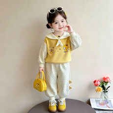 批发曼巴棉 <b class='q'>女</b><b class='q'>童</b><b class='q'>套</b>装<b class='q'>26</b>新款洋气时髦儿童卫衣裤子宝宝衣服秋季两件套
