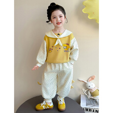批发曼巴棉 <b class='q'>女</b><b class='q'>童</b><b class='q'>套</b>装<b class='q'>26</b>新款洋气时髦儿童卫衣裤子宝宝衣服秋季两件套