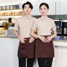批发男女同款简约百搭舒适亲肤<b class='q'>服务员</b>服可定制logo餐饮奶茶咖啡<b class='q'>工作服</b>