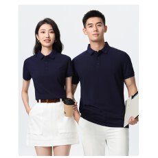 珍珠棉珠花220克40S舒适透气亲肤短袖翻领可定制logo餐饮工作服