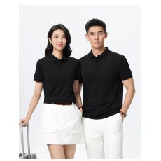 批发棉麻混纺珠花220克40S短袖可定制logo舒适透气亲肤POLO衫工作服