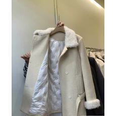 批发韩系气质双排扣羽绒<b class='q'>内胆</b>中长款圈圈呢保暖外套