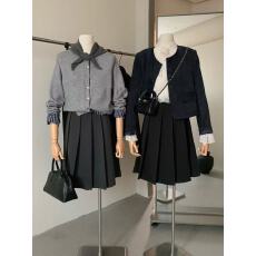 批发已出货！韩系简约气质毛呢半松紧腰百褶中裙半身裙